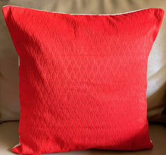 Set of 4: Imprints Self Design Red Orange Cushion Covers