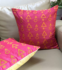 Cushion Covers Pink with Orange Motif Pack 5
