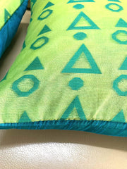 Set of 5 Cushion Covers Chanderi Green Pyramid