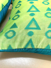 Cushion Covers Green Front with Blue Silk Back Pack 5