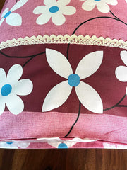Set of 2 Pillow Covers 100% Cotton White Floral in Pink Base Print