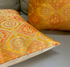 Yellow Patola Set of 5 Cushion Covers 16"x16"