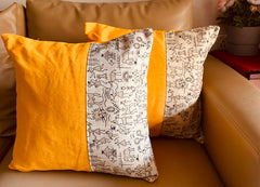 Set of 2: Yellow Warli Edge