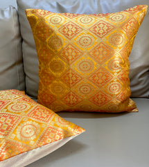 Yellow Patola Set of 5 Cushion Covers 16"x16"