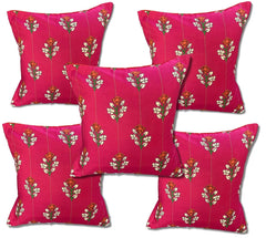 Pink Dotted Set of 5 Cushion Covers 16"x16"