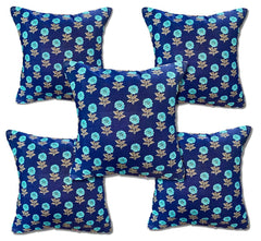 Blue Rose Set of 5 Cushion Covers 16"x16" - Pilovilo