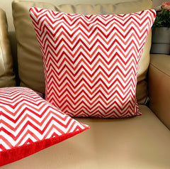 Set of 5: Red Chevron Cushion Covers