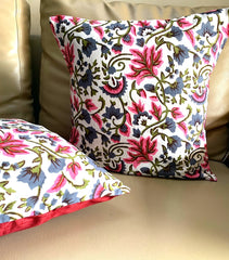 Filigree Pink Grey Floral Cushion Cover