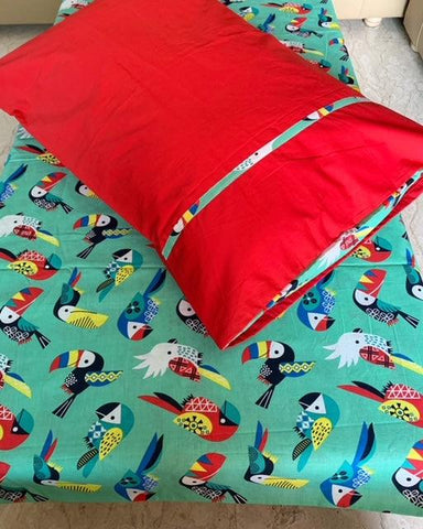 Birds Green Single Bedsheet - Pilovilo