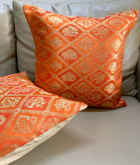 Orange Patola Set of 5 Cushion Covers 16"x16"