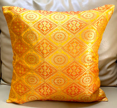 Yellow Patola Set of 5 Cushion Covers 16"x16"