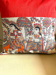 Cushion Covers Madhubani: Red Jalsa