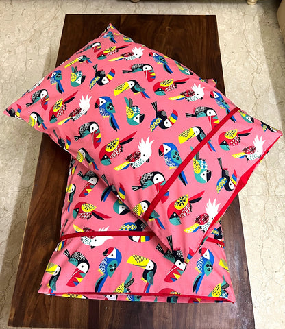 Peach Birds Pillow Covers