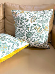 Green White Floral Cushion Cover