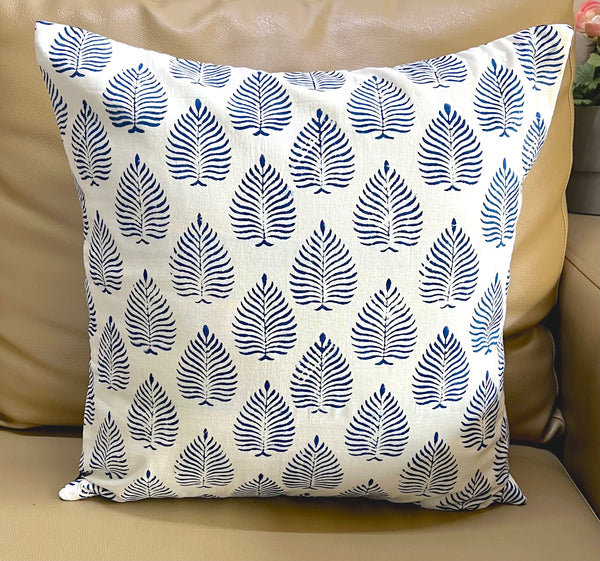 Blue Feather Cushion Cover