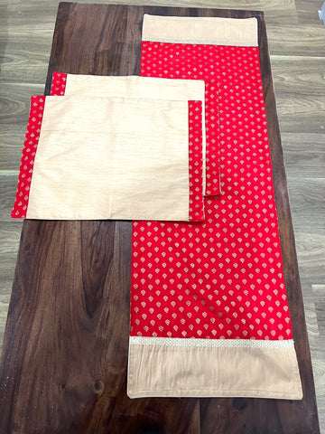 Red Gold Boota - Table Runner with 2 Mats