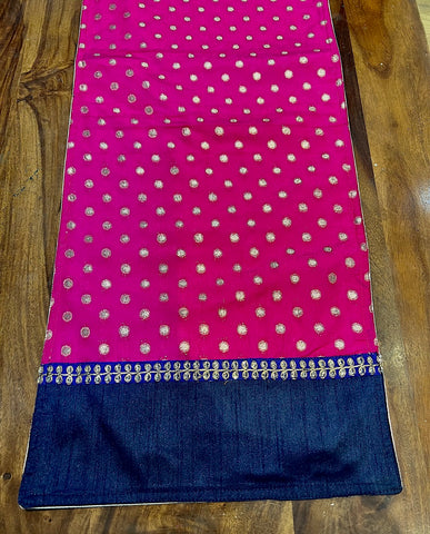 Pink Polka with Navy - Table Runner with 6 Mats