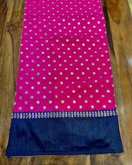 Pink Polka with Navy - Table Runner with 6 Mats