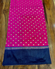 Pink Polka with Navy - Table Runner with 6 Mats