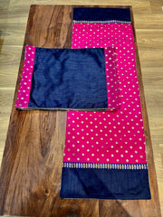 Pink Polka with Navy - Table Runner with 6 Mats
