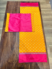 Yellow Polka with Pink - Table Runner with 2 Mats