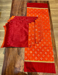 Orange Mirror - Table Runner with 6 Mats