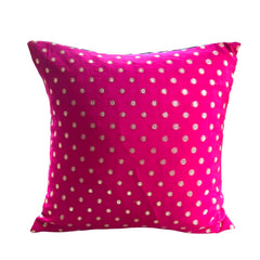 Pink Silver Polka Cushion Cover