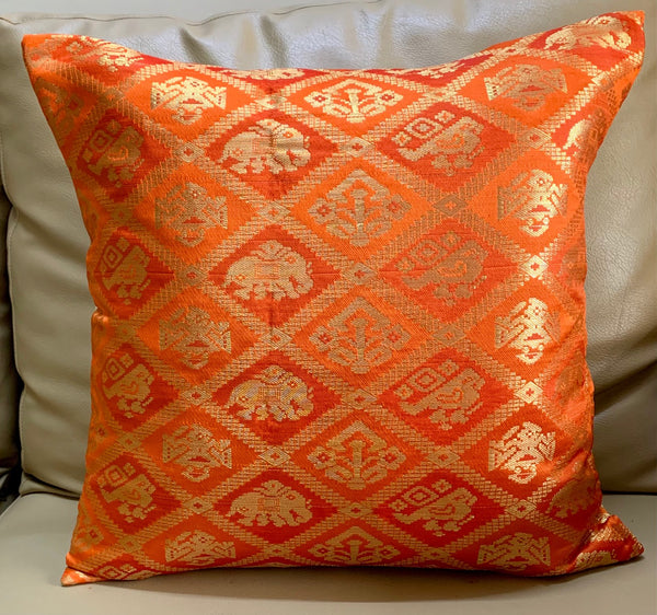 Orange Patola Cushion Cover