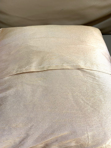 Cushion Cover Silk Beige Golden Oriental with Half Pink Brocade