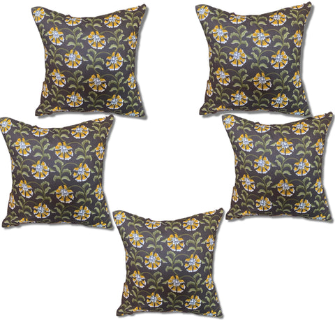 Dark Olive Yellow Set of 5 Cushion Covers 16"x16"