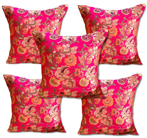 Pink Oriental Set of 5 Cushion Cover 16"x16"