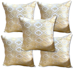 Off White Patola Set of 5 Cushion Covers 16"x16"