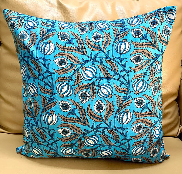 Midnight Anaar Powder Blue Floral Cushion Cover
