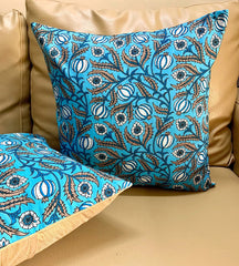 Set of 5: Midnight Anaar Powder Blue Floral Cushion Cover