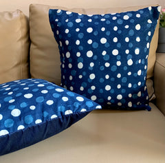 Set of 5: Indigo Polka Cushion Covers