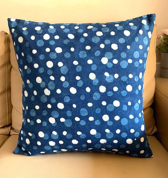 Set of 5: Indigo Polka Cushion Covers