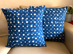 Set of 5: Indigo Polka Cushion Covers