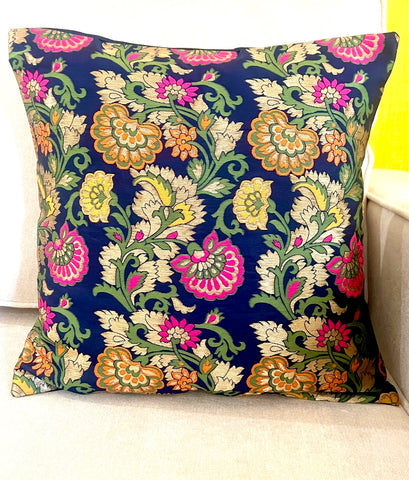 Navy Blue Oriental Cushion Cover