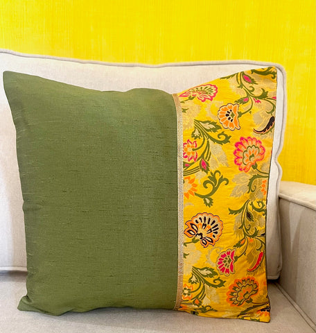 Green Yellow Half Oriental Cushion Cover