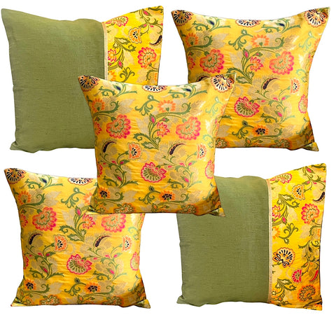 Mix and Match Green Yellow Oriental Set of 5