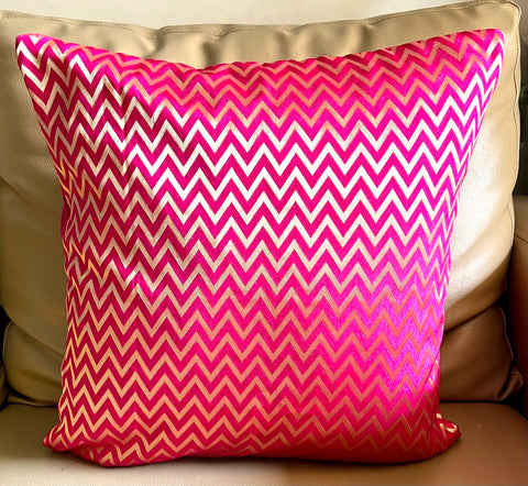 Silk Pink Chevron Cushion Cover