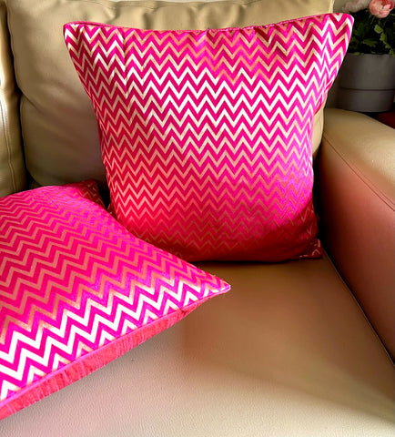 Silk Pink Chevron Cushion Cover