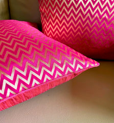 Silk Pink Chevron Cushion Cover
