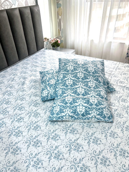 White Filigree - Queensize Bedsheet Set