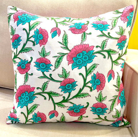 Pink Teal Floral Cushion Covers