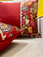 Set of 5: Half Maroon Oriental Cushion Cover