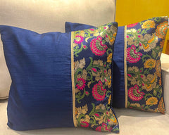 Half Navy Blue Oriental Cushion Cover