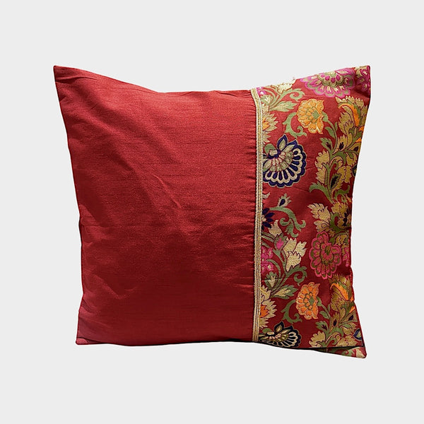 Set of 5: Half Maroon Oriental Cushion Cover