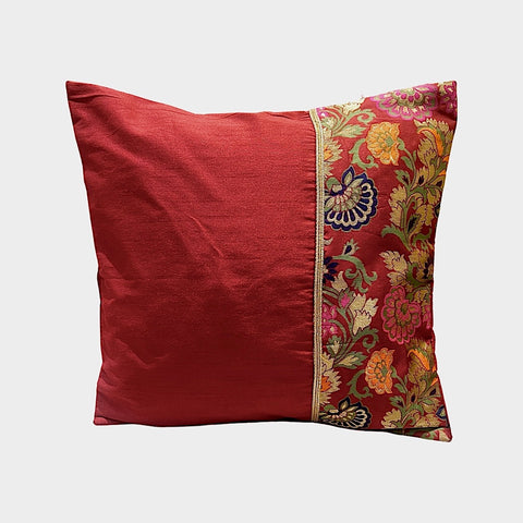 Half Maroon Oriental Cushion Cover