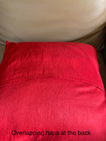 SET OF 5: Cushion Cover Silk Red with Half Brocade